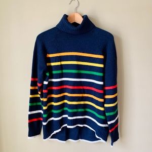 J. Crew Striped Turtleneck Sweater Supersoft Yarn